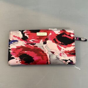 kate spade floral zip wallet in pink, black, red